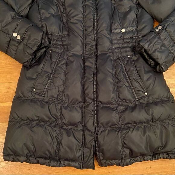 Cole Haan box quilt down puffer black long winter coat - Picture 5 of 8